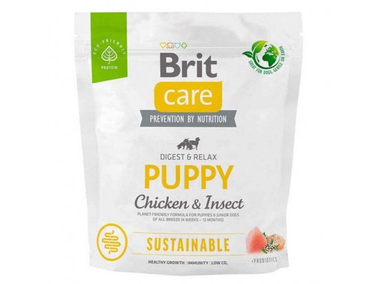 Фото - сухий корм Brit Care Dog Sustainable Puppy Chicken & Insect сухий корм для цуценят КУРКА та КОМАХИ