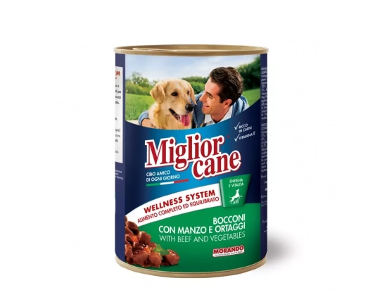 Фото - влажный корм (консервы) Migliorcane (Миглиоркане) Влажный корм для собак, ГОВЯДИНА С ОВОЩАМИ, кусочками