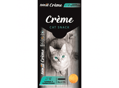 Фото - ласощі AnimAll Cat Snack Creme ласощі у вигляді крему для котів ТУНЕЦЬ ТА КРЕВЕТКИ