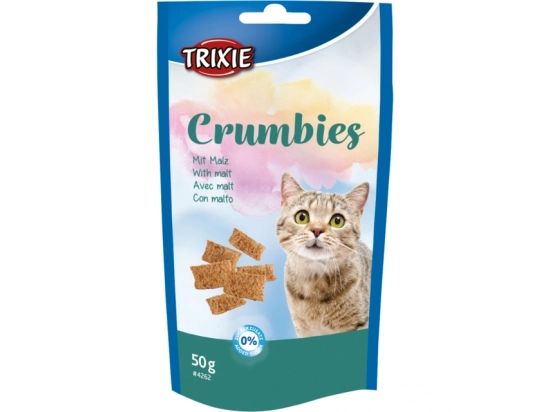 Фото - ласощі Trixie Crumbies - солодкі подушечки для виведення шерсті із солодом для котів