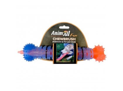 Фото - іграшки AnimAll Fun іграшка для собак ЖУВАЛЬНА ЩІТКА-КІСТКА, помаранчевий/синій