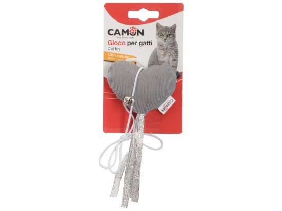 Фото - іграшки Camon (Камон) Іграшка для кішок з котячою м'ятою СЕРЦЕ З БРЯЗКАЛЬЦЕМ та МОТУЗКОЮ