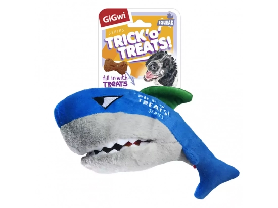 Фото - игрушки GiGwi (Гигви) Basic АКУЛА игрушка для собак с пищалкой и нишей для лакомств, 30 см