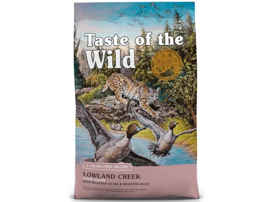 Фото - сухой корм Taste of the Wild LOWLAND CREEK FELINE RECIPE беззерновой корм для кошек с жареными перепелом и уткой