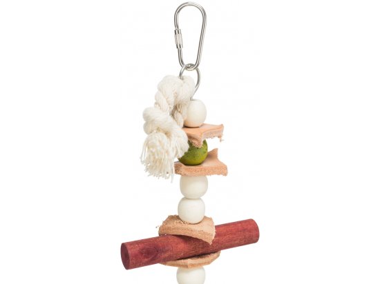 Фото - игрушки Trixie Натуральная деревянная игрушка для птиц с веревкой, кожей и жемчугом (58984)