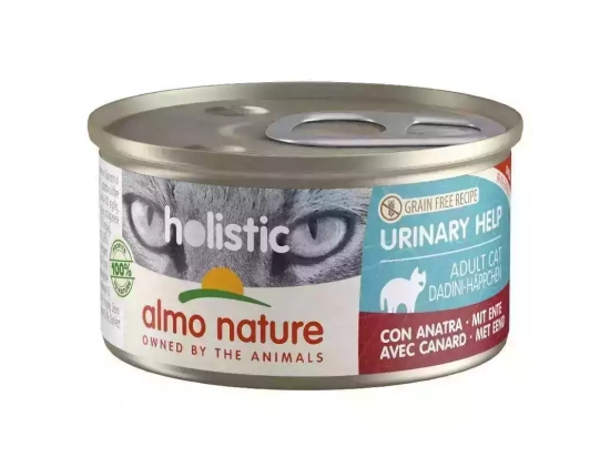Фото - вологий корм (консерви) Almo Nature Holistic FUNCTIONAL URINARY HELP DUCK консерви для профілактики сечокам'яної хвороби у кішок КАЧКА