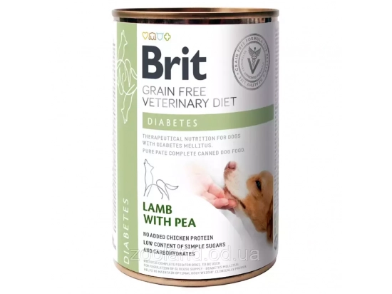 Фото - ветеринарні корми Brit GF Veterinary Diets Diabetes консерви для собак з цукровим діабетом ЯГНЯ І ГОРОШОК