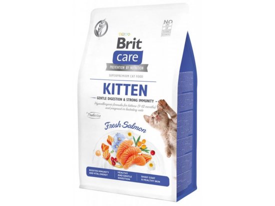 Фото - сухий корм Brit Care Cat Grain Free Kitten Gentle Digestion & Strong Immunity Salmon гіпоалергенний корм для кошенят, вагітних або годуючих кішок ЛОСОСЬ