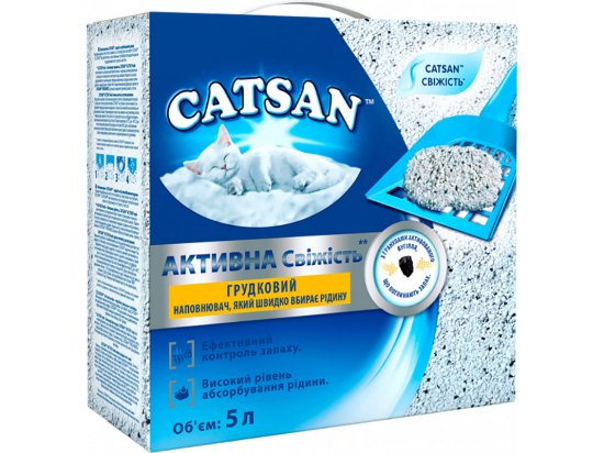 Catsan (Кетсан) AKTIVE FRESH  комкующийся наполнитель с активированным углем для кошачьих туалетов, 5 л