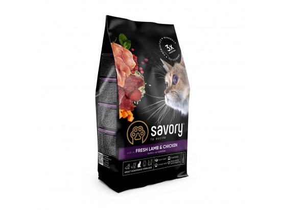 Фото - сухий корм Savory (Сейворі) STERILIZED CAT корм для стерилізованих кішок ЯГНЯ та КУРКА