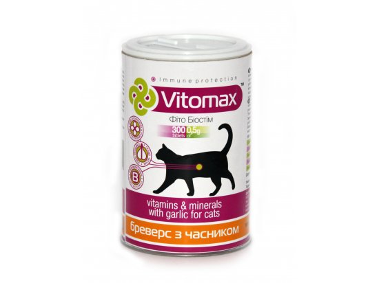 Фото - вітаміни та мінерали Vitomax Вітаміни для котів Бреверс з пивними дріжджами та часником