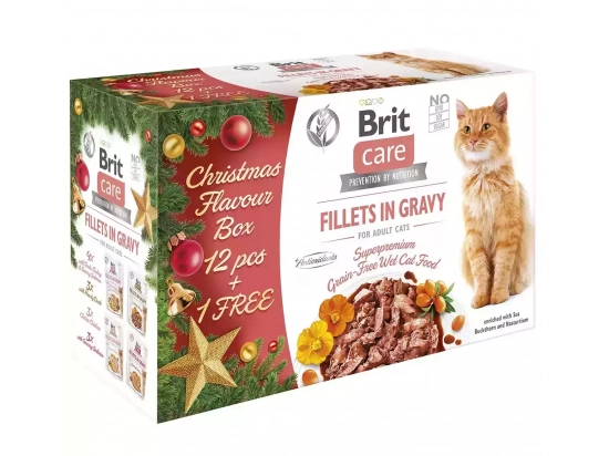 Фото - вологий корм (консерви) Brit Care Cat Fillets in Gravy Adult різдвяний набір вологого корму для котів (4 види) філе в соусі