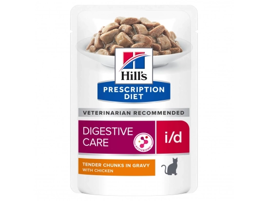 Фото - ветеринарные корма Hill's Prescription Diet i/d Digestive Care Chicken корм для кошек при заболеваниях ЖКТ, панкреатите, диарее КУРИЦА