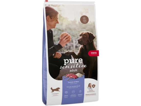 Фото - сухий корм Mera (Мера) Pure Sensitive Adult Lamm & Reis сухий корм для дорослих собак усіх порід ЯГНЯ та РИС