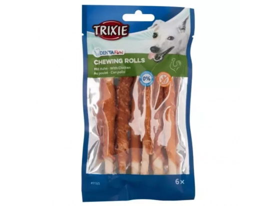 Фото - лакомства Trixie Denta Fun Chewing Rolls with Chicken - жевательные палочки с курицей - лакомство для собак