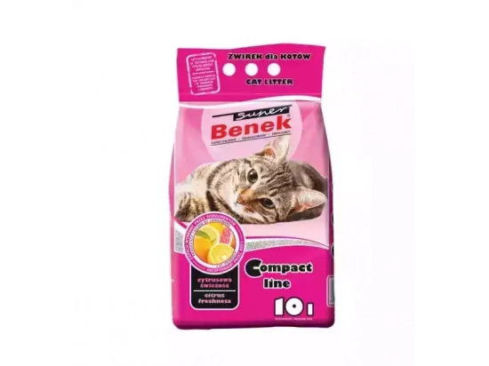 Фото - наповнювачі Super Benek (Супер Бенек) COMPACT LINE CITRUS компактний бентонітовий наповнювач для котячого туалету АРОМАТ ЦИТРУСА