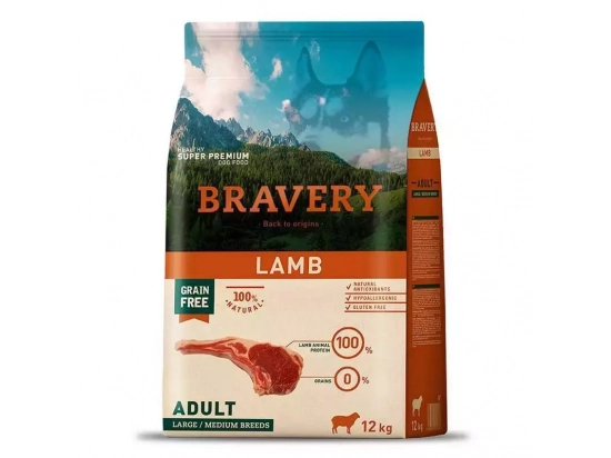 Фото - сухий корм Bravery (Бравері) Adult Large & Medium Lamb сухий корм для дорослих собак середніх та великих порід ЯГНЯ