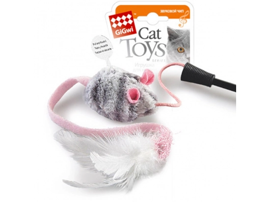 Фото - игрушки GiGwi (Гигви) Teaser ДРАЗНИЛКА игрушка для котов на стеке с мышкой со звуковым эффектом, 51 см