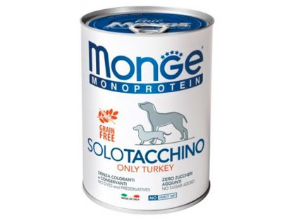 Фото - вологий корм (консерви) Monge Dog Monoprotein Adult Turkey монопротеїновий вологий корм для собак ІНДИЧКА, паштет