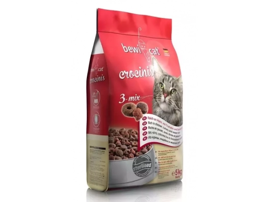 Фото - сухой корм Bewi Cat (Беви Кэт) Crocinis 3-mix корм взрослых кошек Кроcинис 3-микс