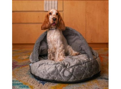 Фото - лежаки, матрасы, коврики и домики Harley & Cho COVER PLUSH GREY лежак с капюшоном для собак, серый
