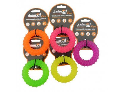 Фото - игрушки AnimAll Fun игрушка для собак КОЛЬЦО С ШИПАМИ, коралловый