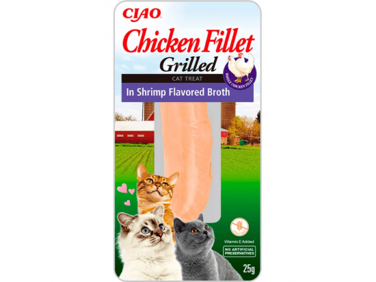 Фото - ласощі Inaba Cat Grilled Chicken Fillet in Shrimp Broth ласощі для котів КУРЯЧЕ ФІЛЕ В БУЛЬЙОНІ З КРЕВЕТОК