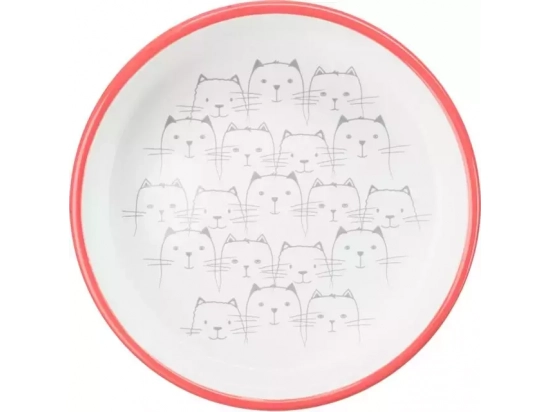 Фото - миски, поилки, фонтаны Trixie Ceramic Bowl керамическая миска для коротконосых кошек, красный/белый (24771)