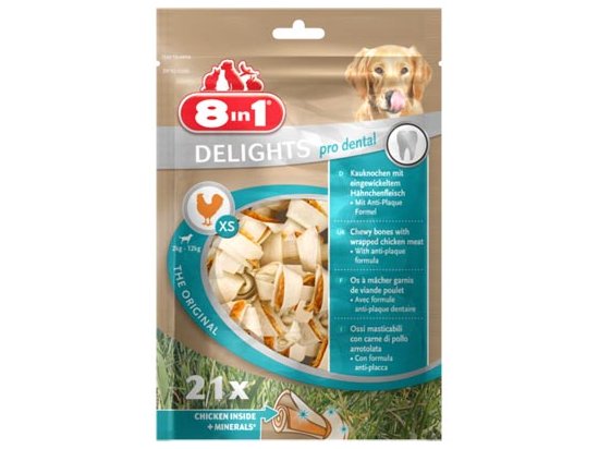 Фото - лакомства 8in1 (8в1) Delights Pro Dental XS Bag - кости для очищения зубов с мясом и минералами - лакомство для собак