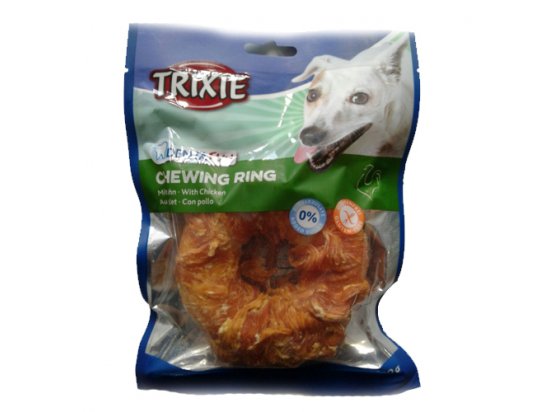 Фото - ласощі Trixie Denta Fun Chewing Ring with Chicken - кістка-кільце з куркою - ласощі для собак