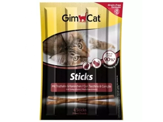 Фото - лакомства Gimcat STICKS TRUTHAN UND HEFE (ПАЛОЧКИ ИНДЕЙКА И КРОЛИК) лакомство для кошек
