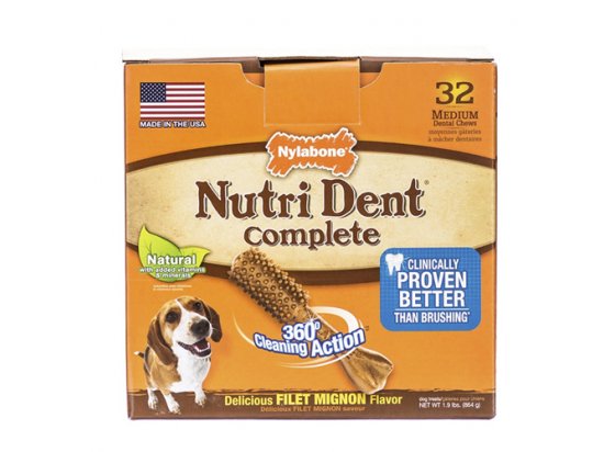 Фото - лакомства Nylabone (НИЛАБОН) Nutri Dent Filet Mignon Жевательное лакомство для чистки зубов для собак, вкус филе миньон для собак