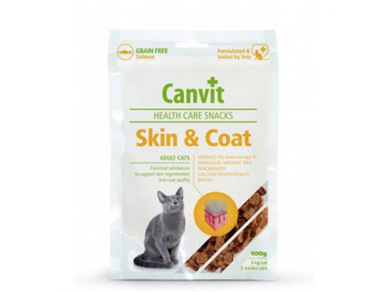 Фото - ласощі Canvit Skin and Coat (Канвіт Скін енд Коат) напіввологі функціональні ласощі для здоров'я шкіри та шерсті кішок
