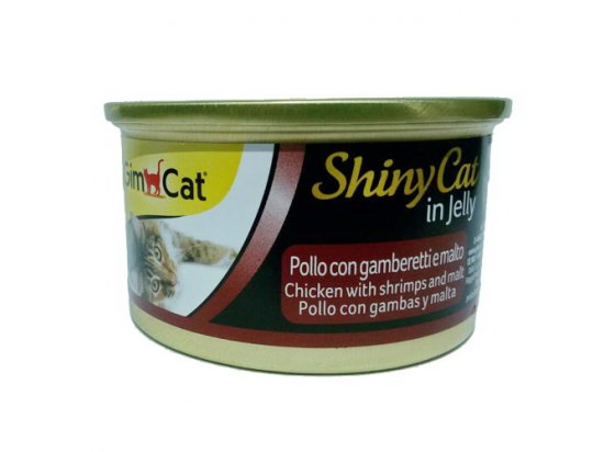 Фото - влажный корм (консервы) Gimcat (Джимкет) SHINY CAT JELLY (КУРИЦА & КРЕВЕТКА И СОЛОД В ЖЕЛЕ) консервы для кошек