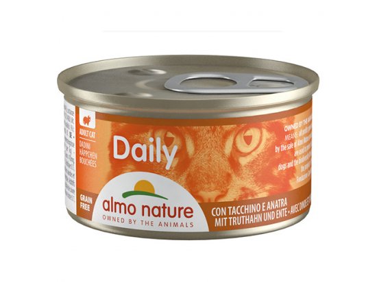 Фото - влажный корм (консервы) Almo Nature Daily DADINI TURKEY & DUCK консервы для кошек ИНДЕЙКА И УТКА, кусочки в желе