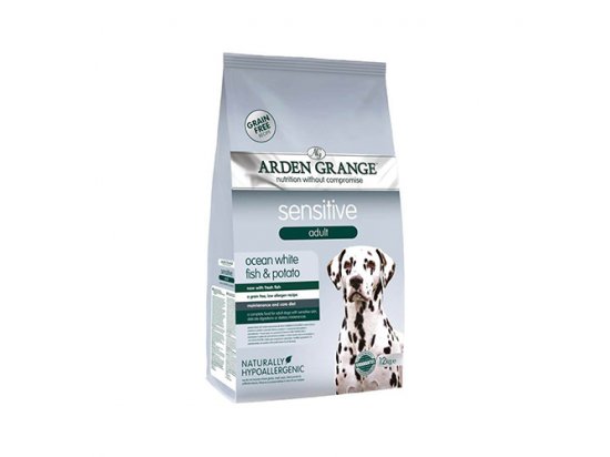 Фото - сухий корм Arden Grange (Арден Грендж) Adult Sensitive - сухий корм для собак з делікатним шлунком та чутливою шкірою (океанічна біла риба та картопля)