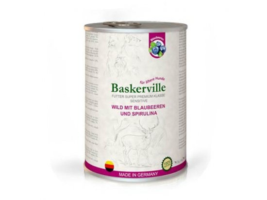 Фото - вологий корм (консерви) Baskerville Sensitive ОЛЕНИНА З ЧОРНИЦЕЮ І СПІРУЛІНОЮ - консерви для собак