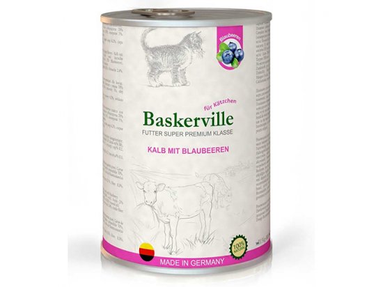 Фото - вологий корм (консерви) Baskerville Super Premium ТЕЛЯТИНА - ЧОРНИКА консерви для кошенят