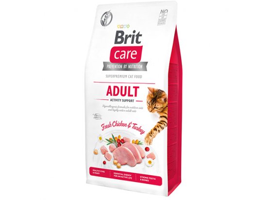 Фото - сухий корм Brit Care Cat Grain Free Adult Activity Support Chicken & Turkey беззерновий сухий корм для активних кішок КУРКА та ІНДИЧКА