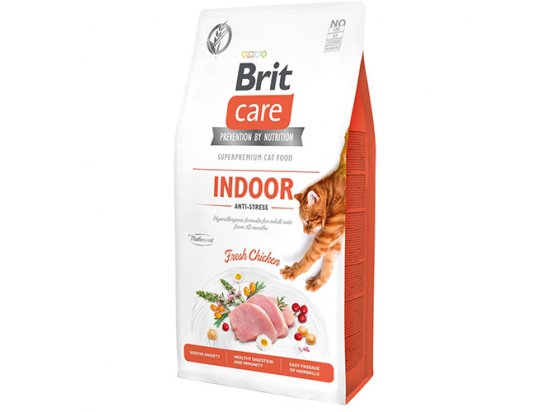 Фото - сухий корм Brit Care Cat Grain Free Indoor Аnti-Stress Chicken беззерновий сухий корм для кішок, що живуть у приміщенні і схильні до стресу КУРКА