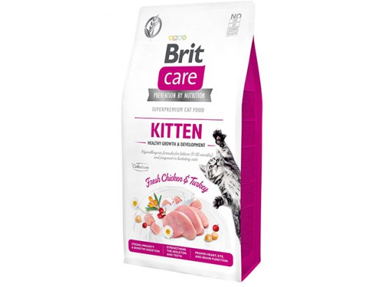 Фото - сухой корм Brit Care Cat Grain Free Kitten Chicken & Turkey беззерновой сухой корм для котят, беременных или кормящих кошек КУРИЦА и ИНДЕЙКА