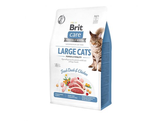 Фото - сухой корм Brit Care Cat Grain Free Large Power & Vitality Dack & Chicken беззерновой сухой корм для кошек крупных пород УТКА и КУРИЦА