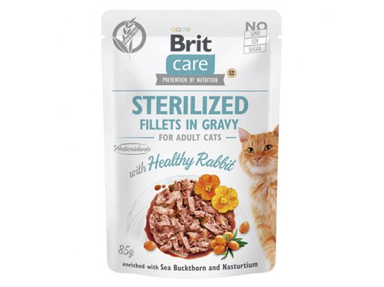 Фото - влажный корм (консервы) Brit Care Cat Sterilized Fillets in Gravy Healthy Rabbit консервы для стерилизованных кошек КРОЛИК В СОУСЕ