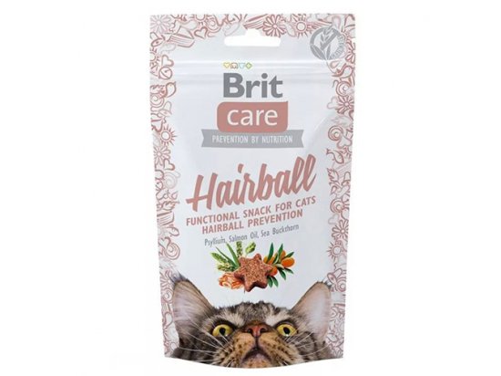 Фото - лакомства Brit Care Cat Snack Hairball Duck, Psyllium, Salmon Oil & Sea BackThorn лакомства для выведения шерсти из желудка кошек УТКА