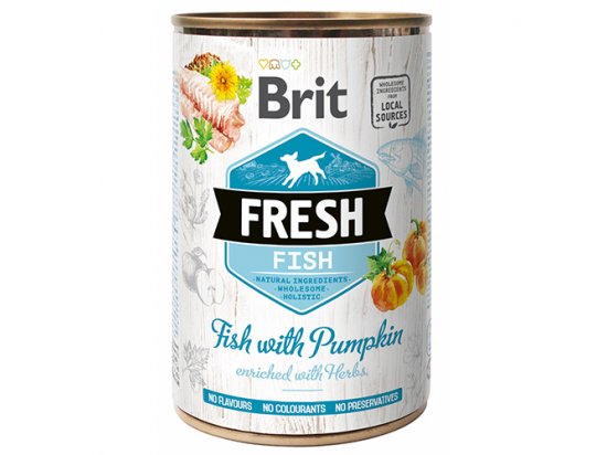 Фото - вологий корм (консерви) Brit Fresh Dog Fish with Pumpkin консерви для собак РИБА і ГАРБУЗ