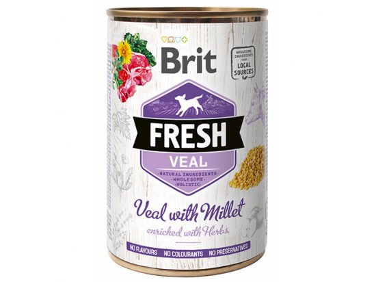 Фото - вологий корм (консерви) Brit Fresh Dog Turkey & Pea консерви для собак ТЕЛЯТИНА та ПШОНО