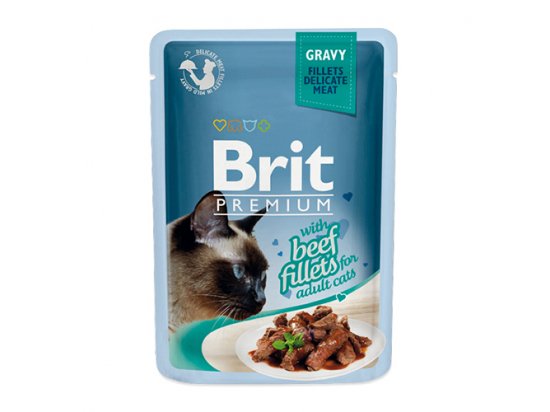 Фото - вологий корм (консерви) Brit Premium Cat Beef Fillets in Gravy консерви для котів ФІЛЕ ЯЛОВИЧИНИ В СОУСІ