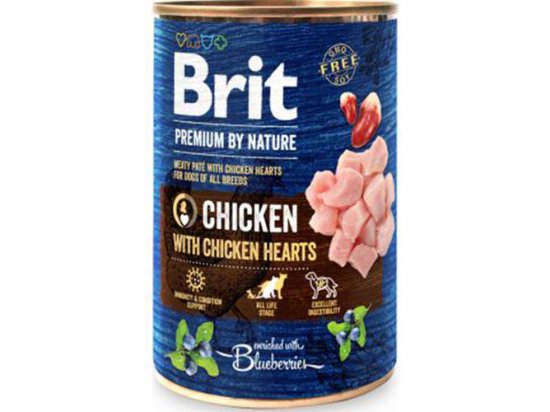 Фото - вологий корм (консерви) Brit Premium Dog Chicken & Chicken Hearts консерви для собак КУРКА та КУРЯЧІ СЕРДЕЧКИ
