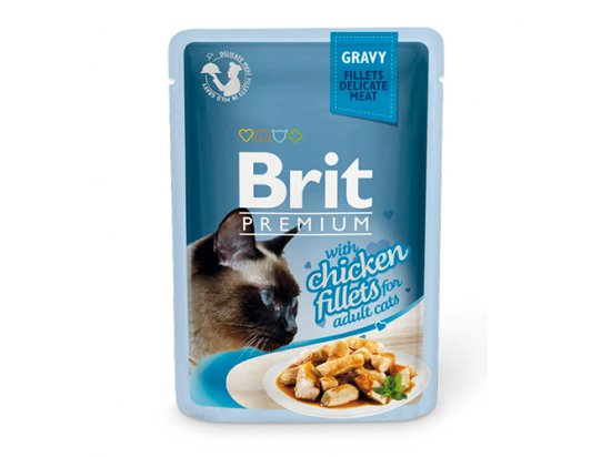 Фото - вологий корм (консерви) Brit Premium Cat Chiсken Fillets Gravy консерви для кішок, філе в соусі КУРКА