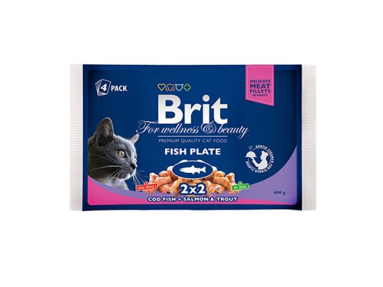 Фото - вологий корм (консерви) Brit Premium Cat Fish Plate Gravy консерви для котів, набір 2 смаки асорті шматочки в соусі